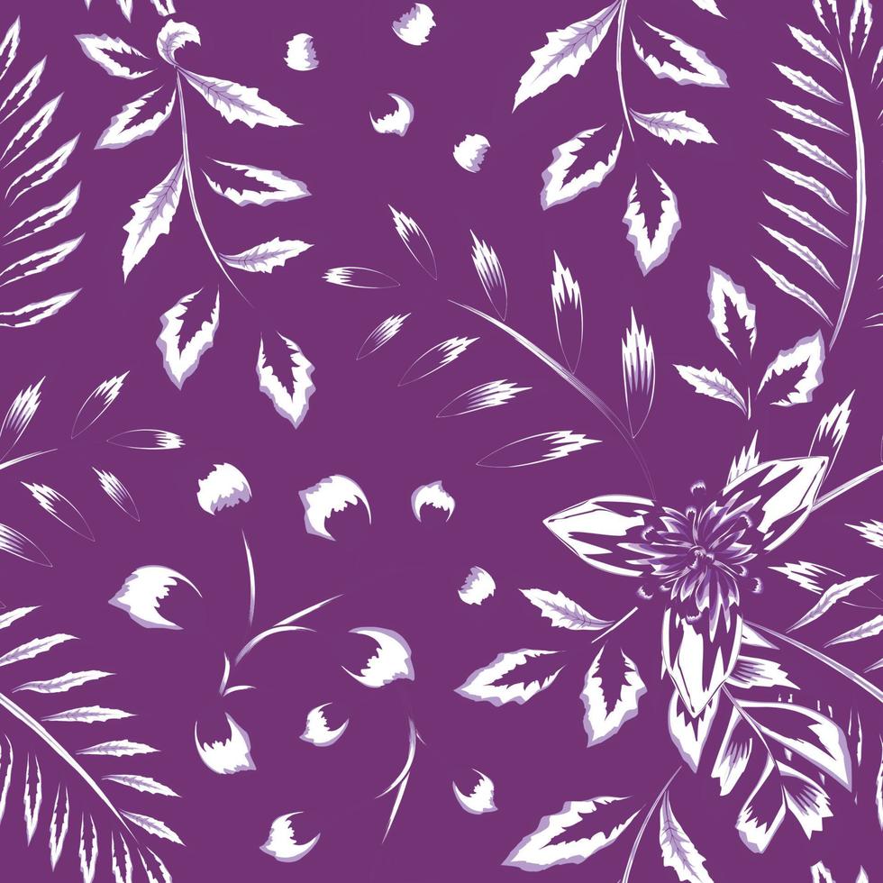 patrón abstracto vintage sin costuras con hojas de plantas púrpuras coloridas y follaje sobre fondo pastel. diseño vectorial impresión de la selva. fondo floral. imprenta y textil. trópicos exóticos. natural vector