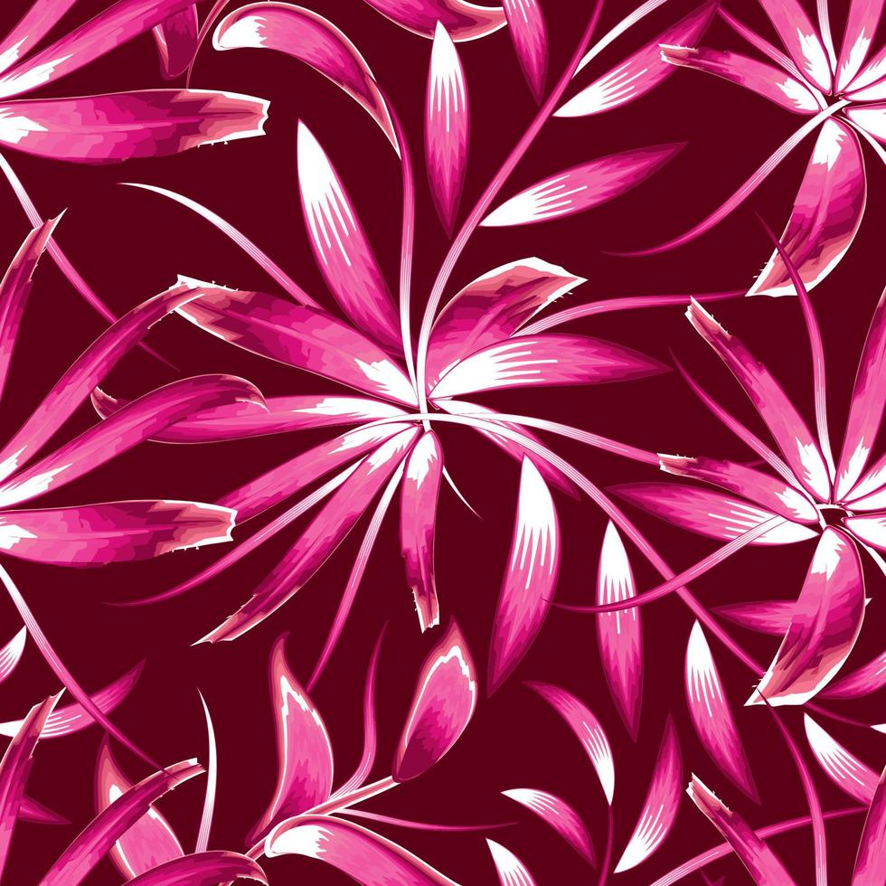 El bambú rosa abstracto deja un vector de fondo transparente con hojas de plantas tropicales monocromáticas y follaje sobre un fondo delicado. impresión de la selva. imprenta y textil. trópico exótico. el verano. primavera. otoño