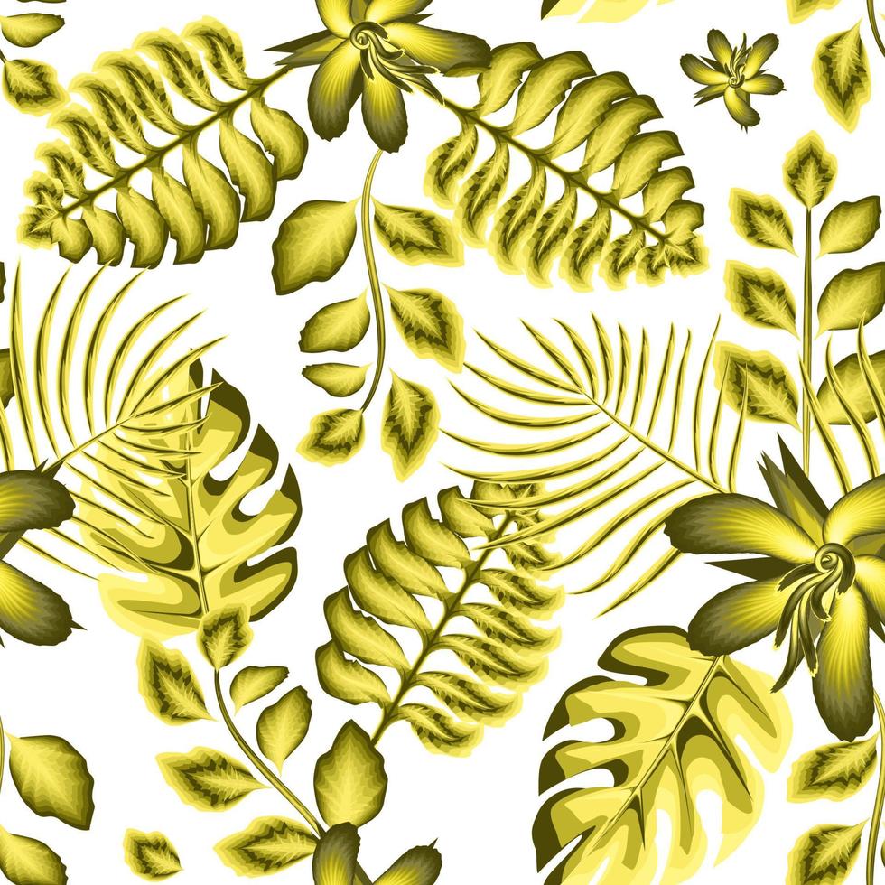 green botanical seamless pattern background suitable for fashion prints, graphics, backgrounds and crafts. Monochromatic stylish floral pattern tropic. nature wallpaper. Exotic tropics. Summer design vector