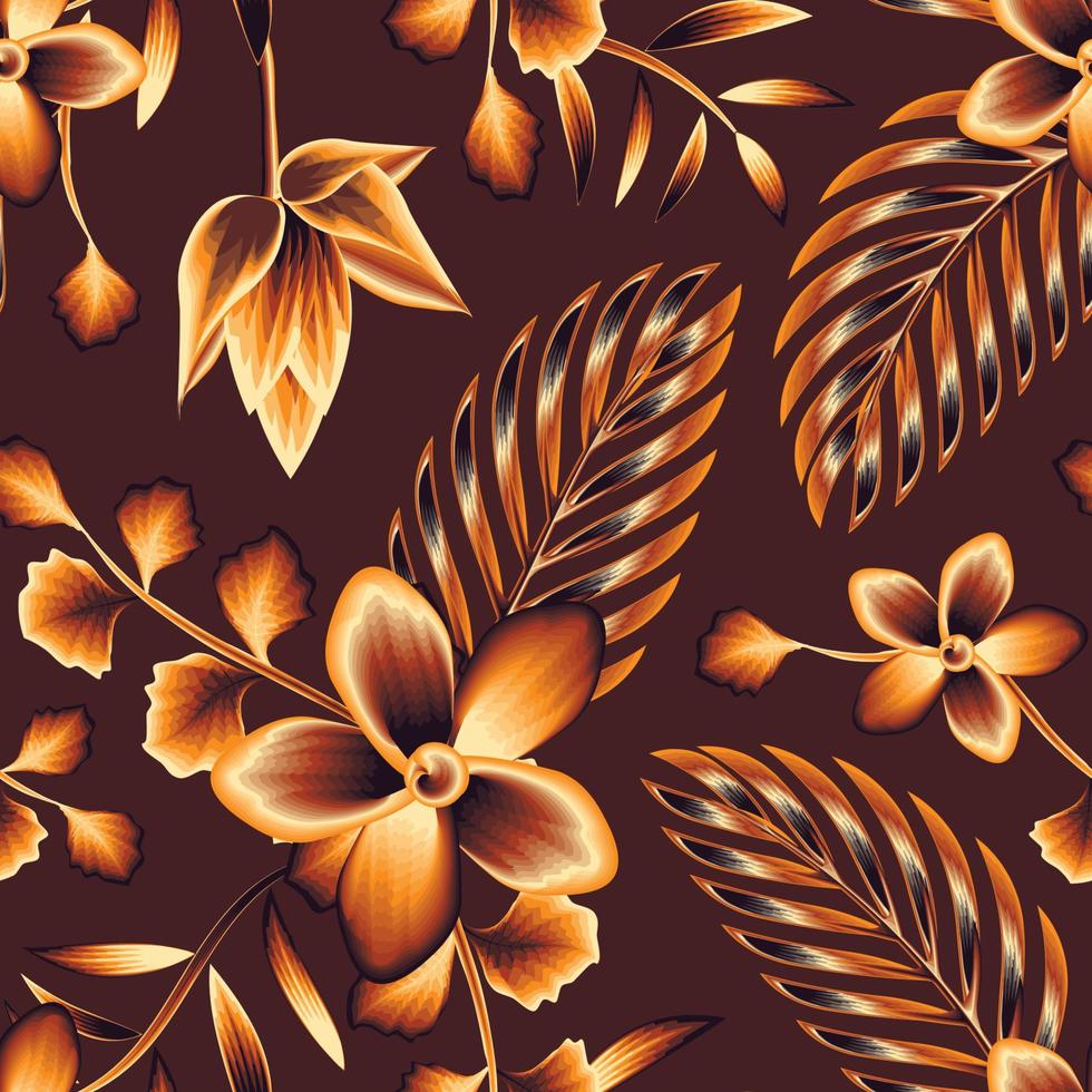 vintage tropical seamless background with brown monochromatic nature palm  leaves and frangipani flowers plants foliage on pastel background. Floral  background. tropic texture. Summer design. autumn 11471644 Vector Art at  Vecteezy