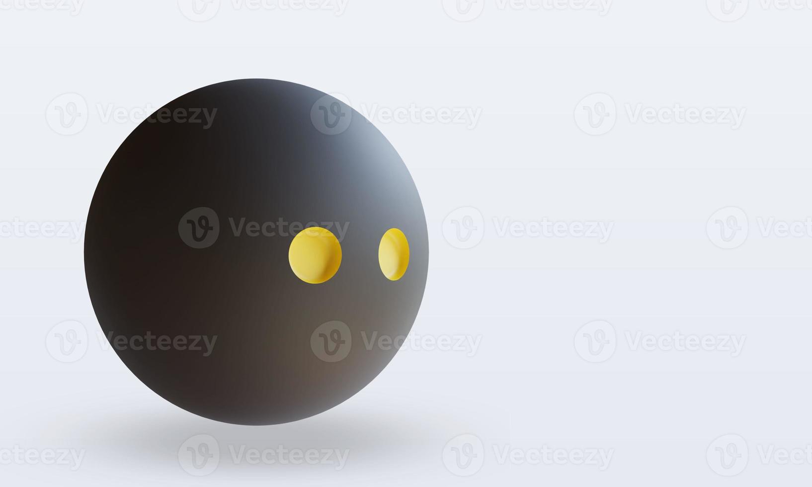 Vista izquierda de renderizado de pelota de squash de pelota deportiva 3d foto
