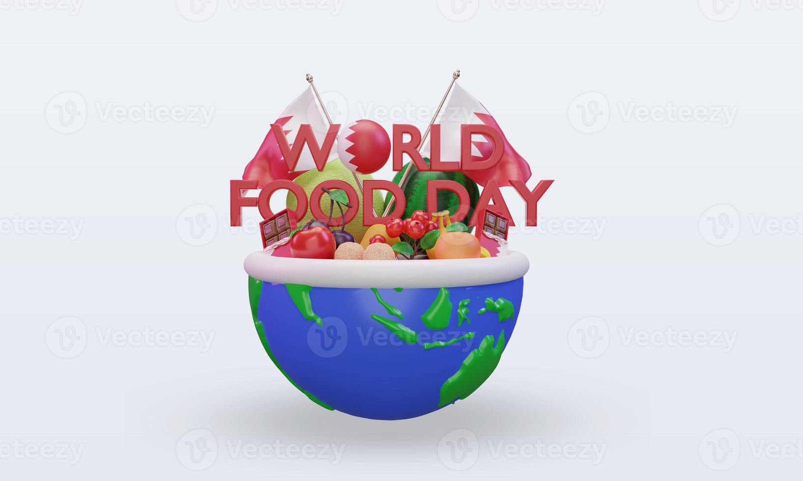 3d World Food Day Bahrain rendering front view photo