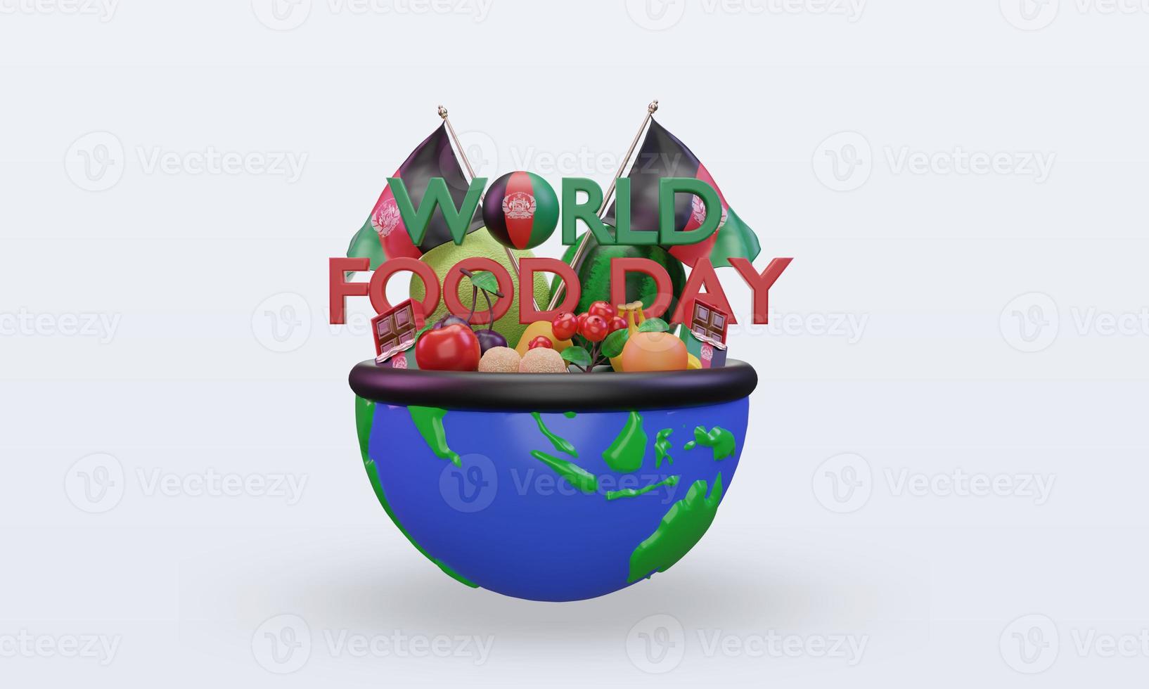 3d World Food Day Afghanistan rendering front view photo