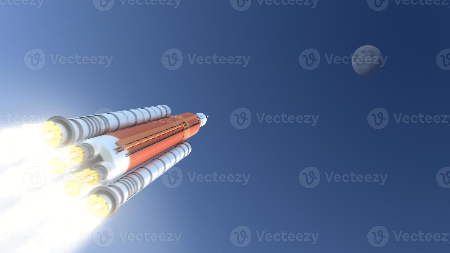 space rocket launch to the moon 3d illustration photo