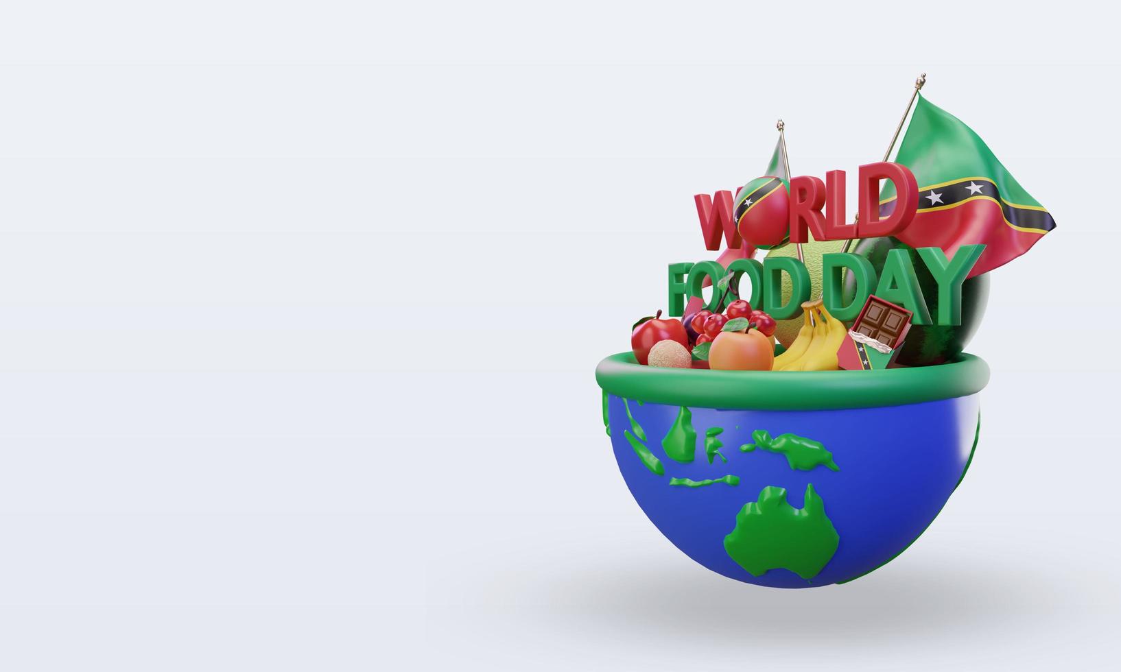 3d World Food Day St Kitts and Nevis rendering right view photo