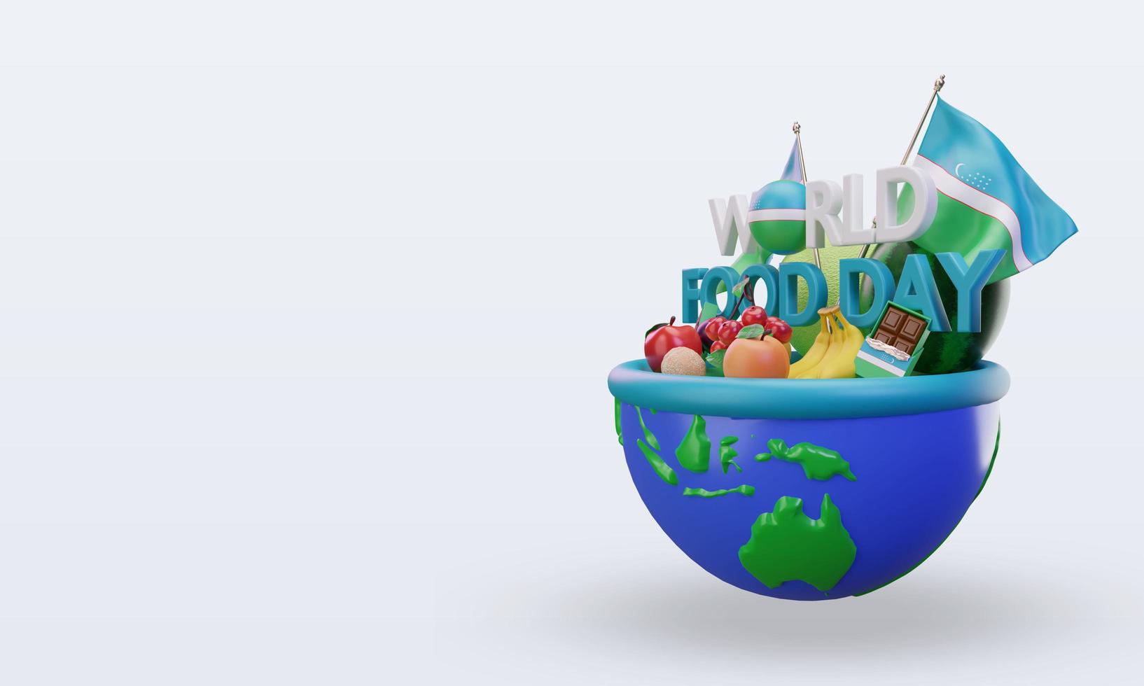 3d día mundial de la alimentación uzbekistán renderizado vista derecha foto