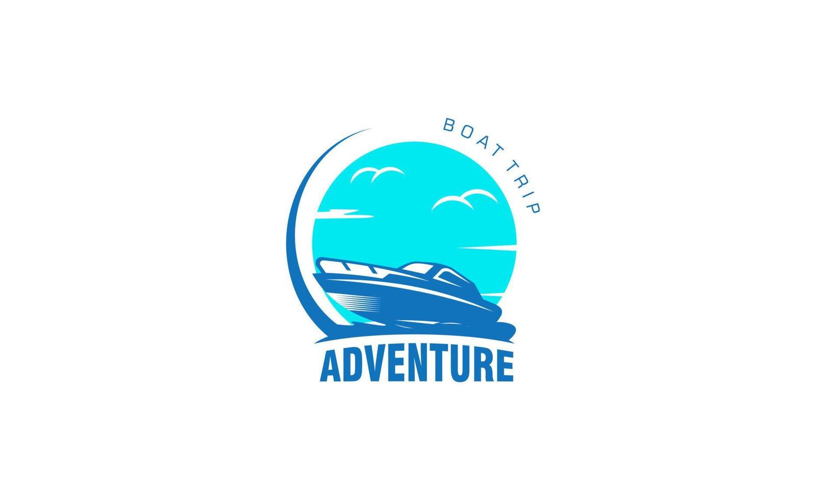 Adventure boat, sailboat and boat trip logo design vector template