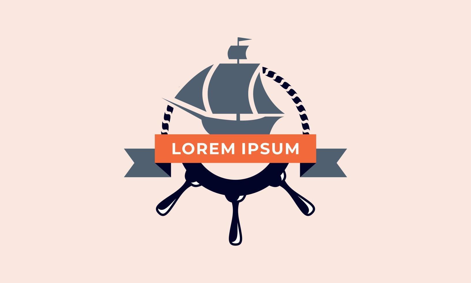Adventure boat, sailboat and boat trip logo design vector template
