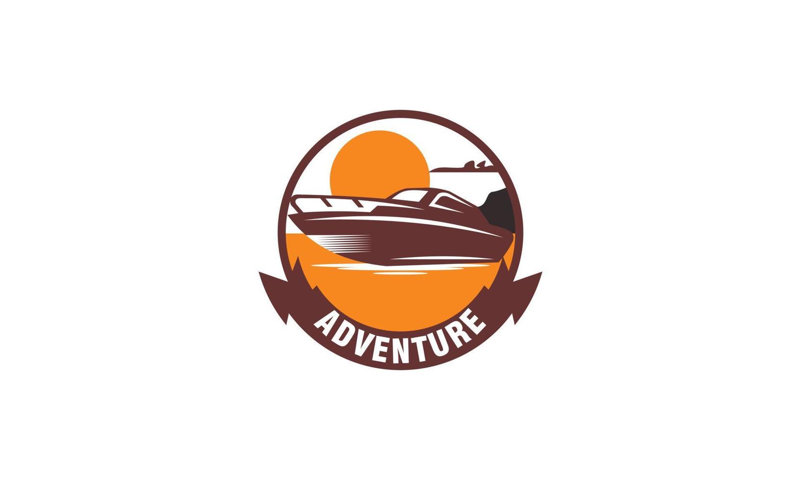 Adventure boat, sailboat and boat trip logo design vector template