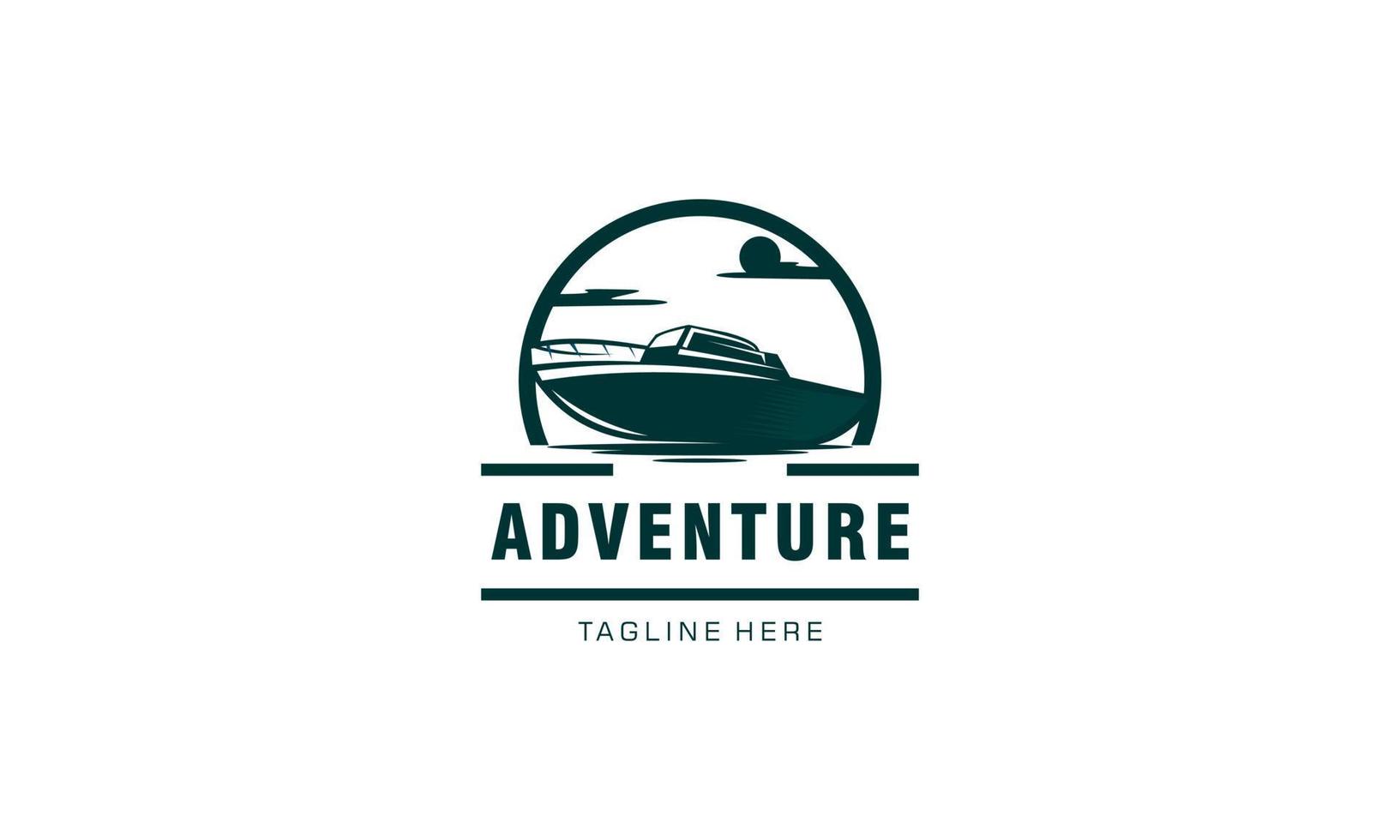 Adventure boat, sailboat and boat trip logo design vector template