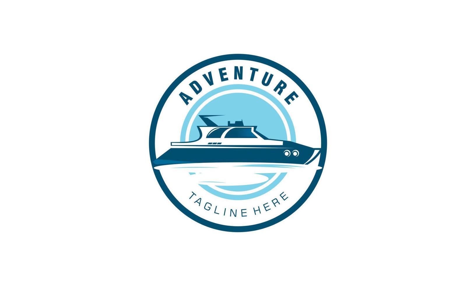 Adventure boat, sailboat and boat trip logo design vector template