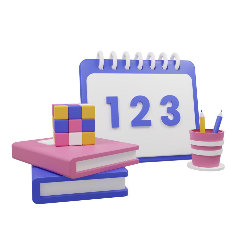 School Stationery 3D Icon Illustration png