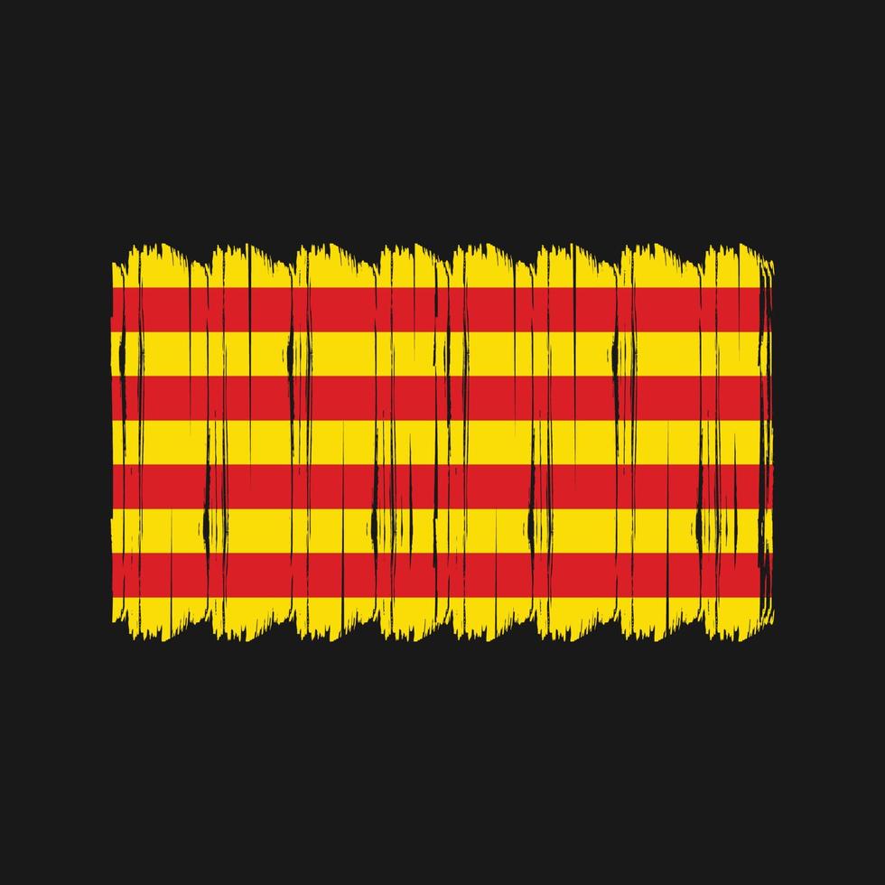 vector de pincel de bandera de cataluña. diseño de vector de pincel de bandera nacional
