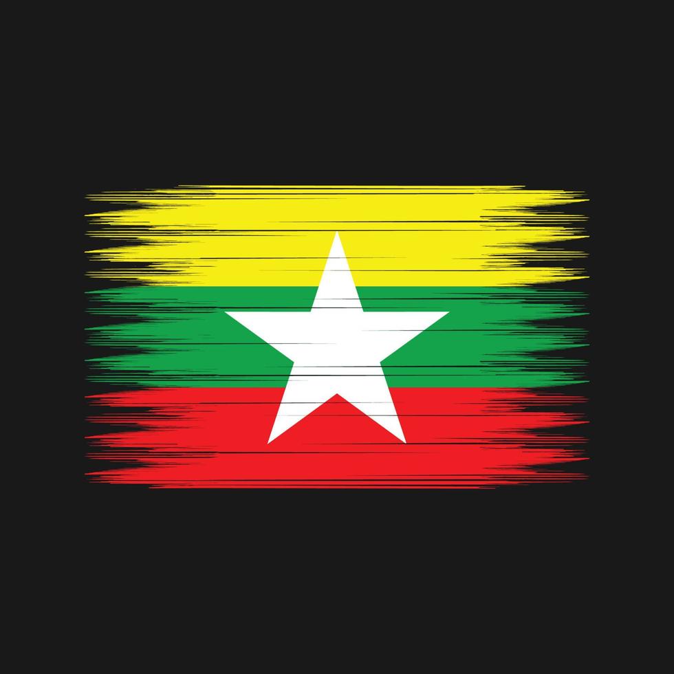 Myanmar Flag Brush. National Flag vector