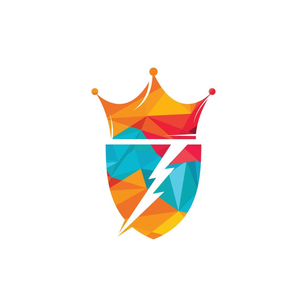 King bolt vector logo design. Thunder crown logo concept.