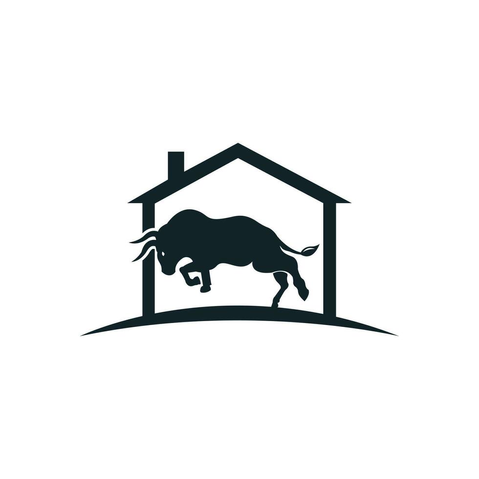Bull house vector logo design.