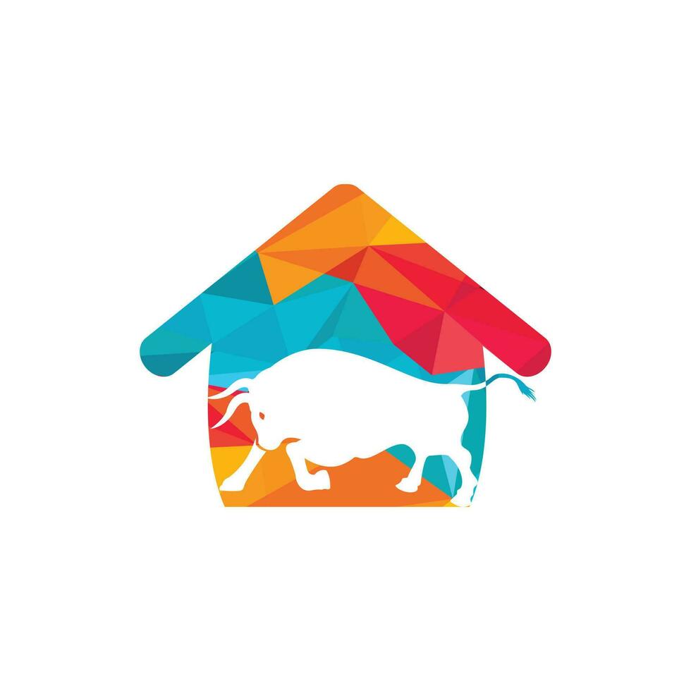 Bull house vector logo design.