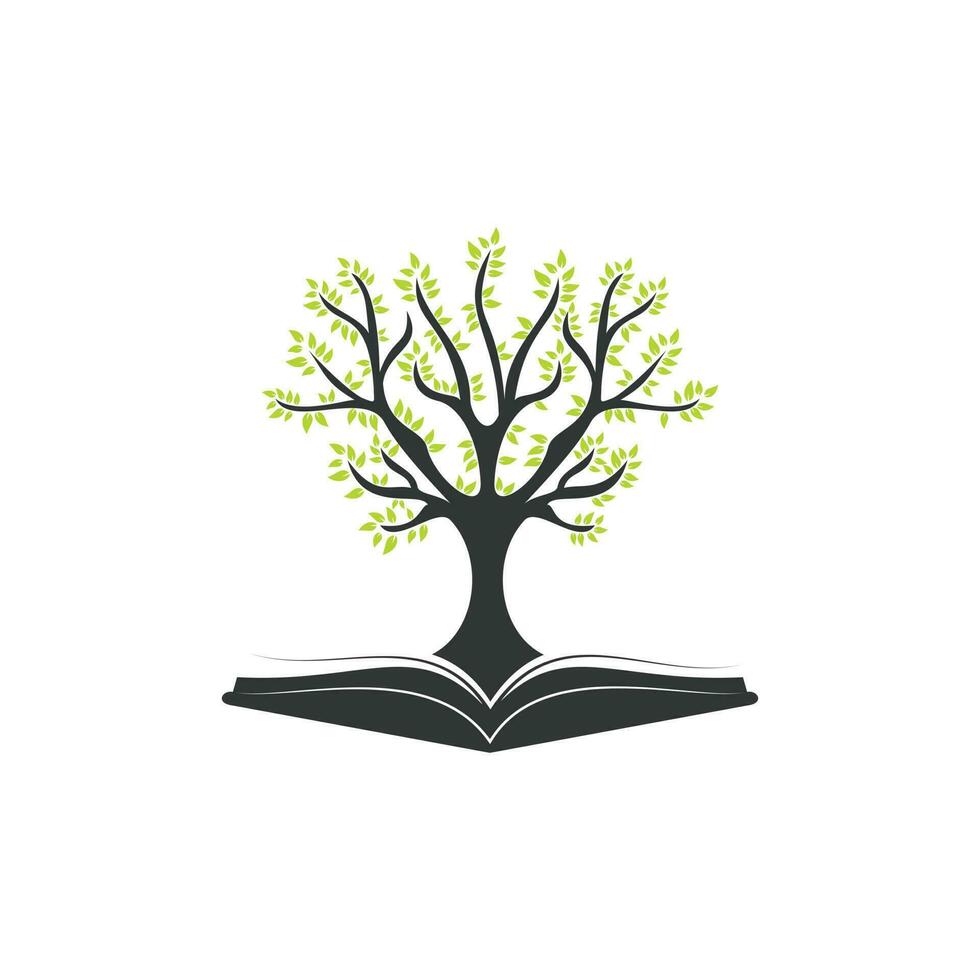 Tree With Book Education Logo Template. vector