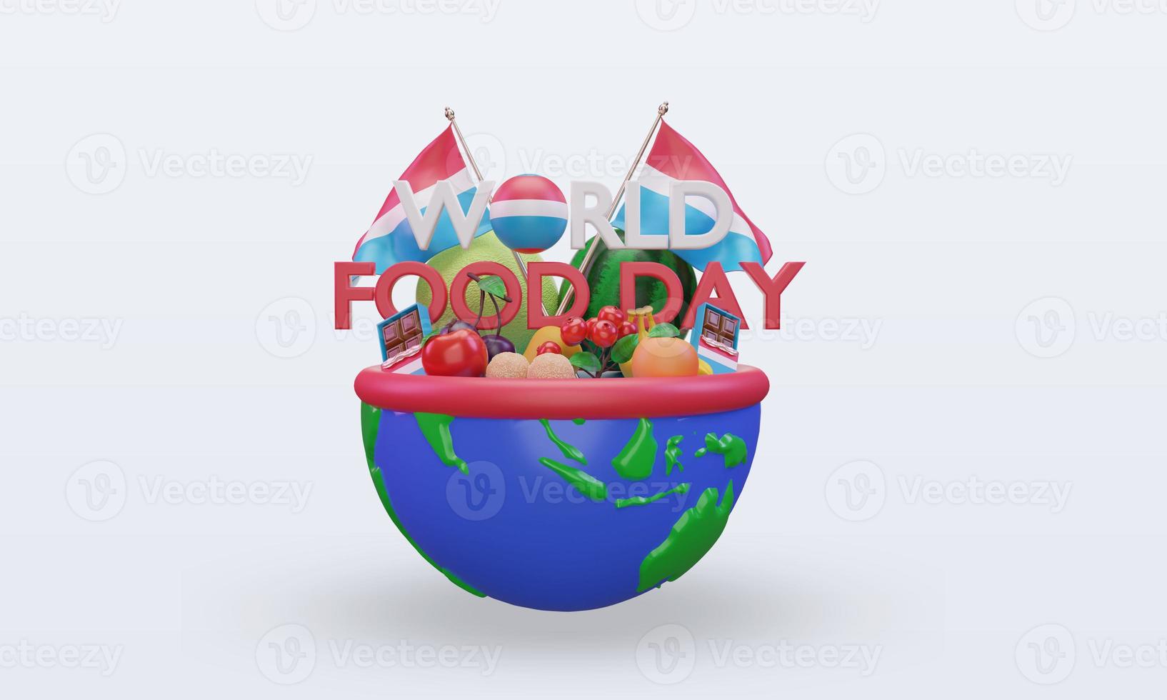 3d World Food Day Luxembourg rendering front view photo