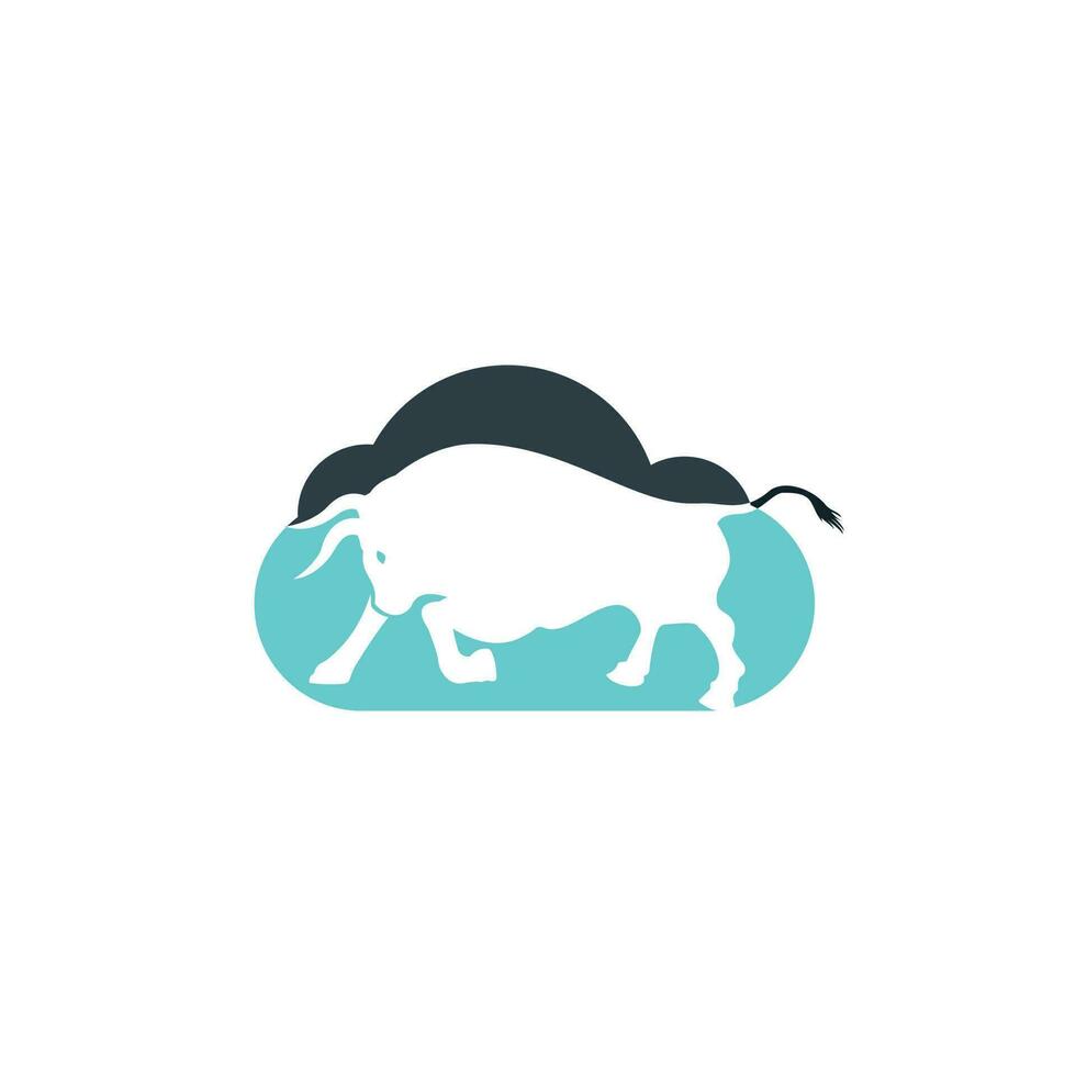 Bull cloud shape vector logo design.