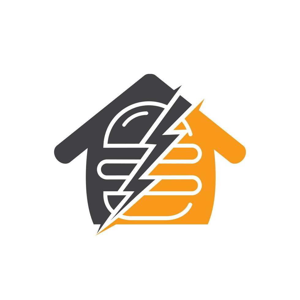Flash burger vector logo design. Burger with thunderstorm and home icon logo.