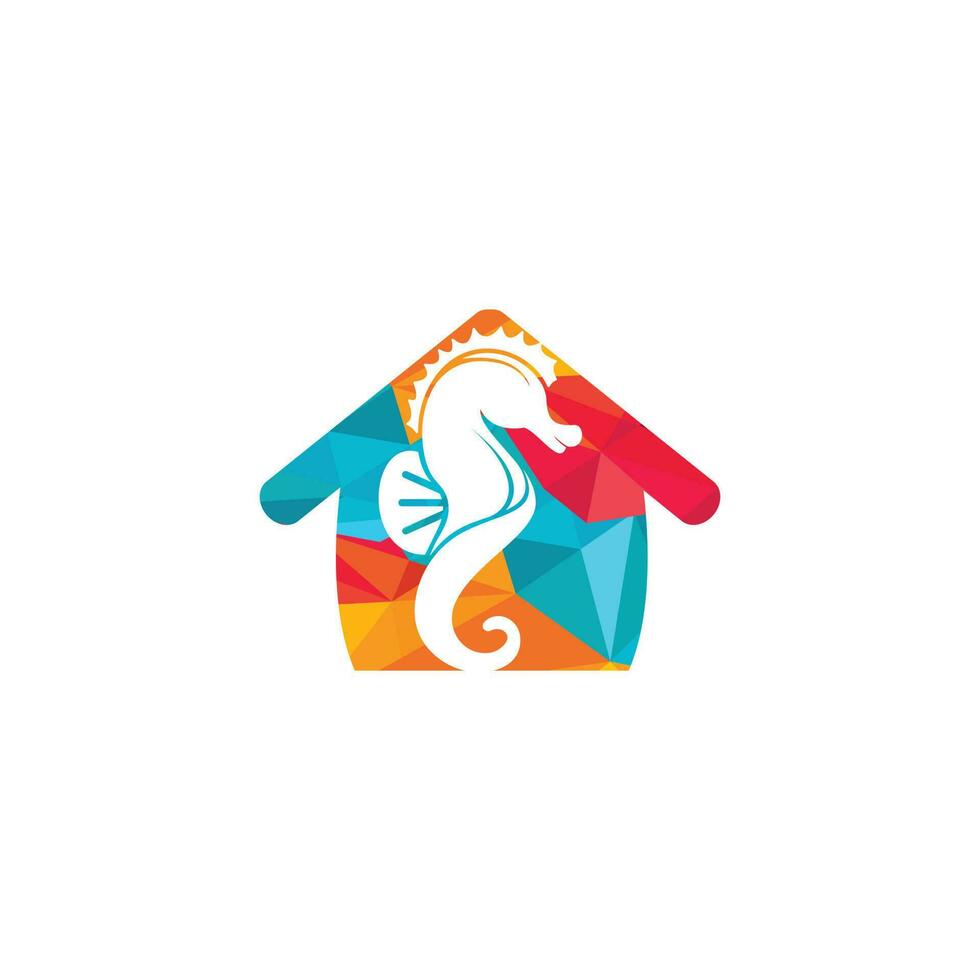 Sea horse home vector logo design.