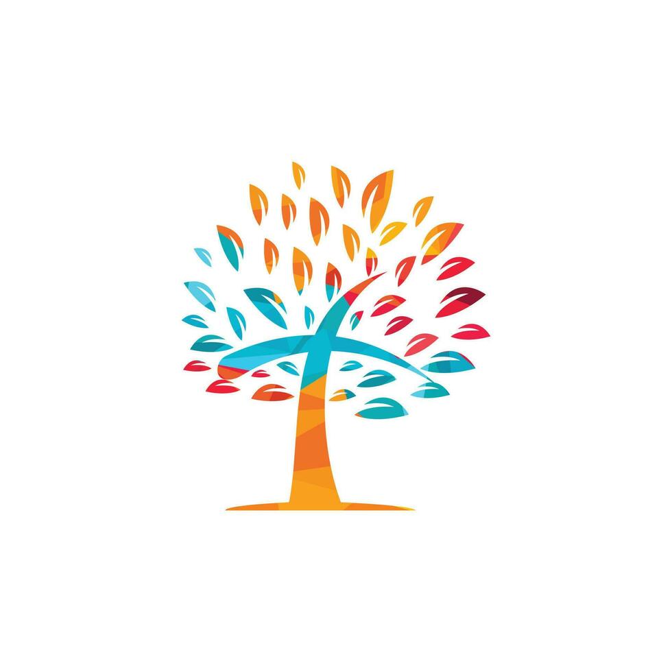 Tree religious cross symbol icon vector design.