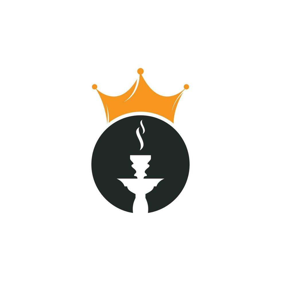 Hookah king vector logo design. Hookah logo with crown icon.