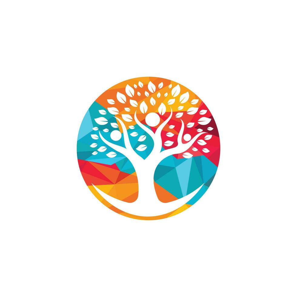 Creative People Tree Concept Logo Design Template. vector