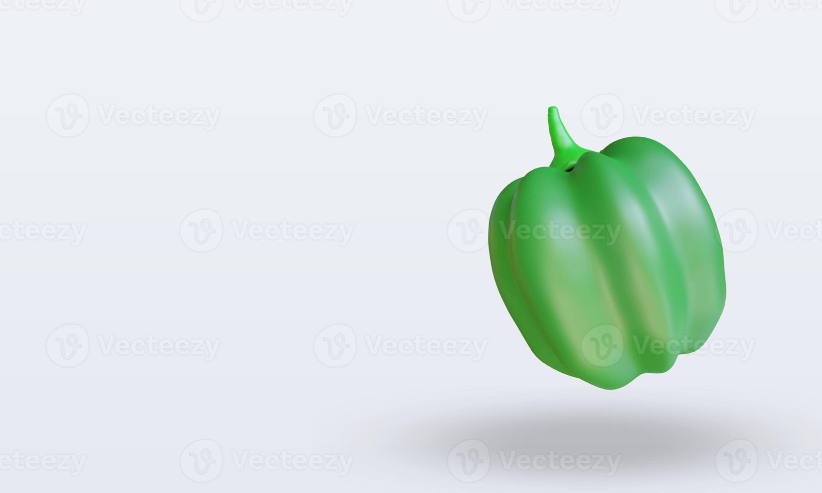 Vista derecha de renderizado de pimentón verde vegetal 3d foto