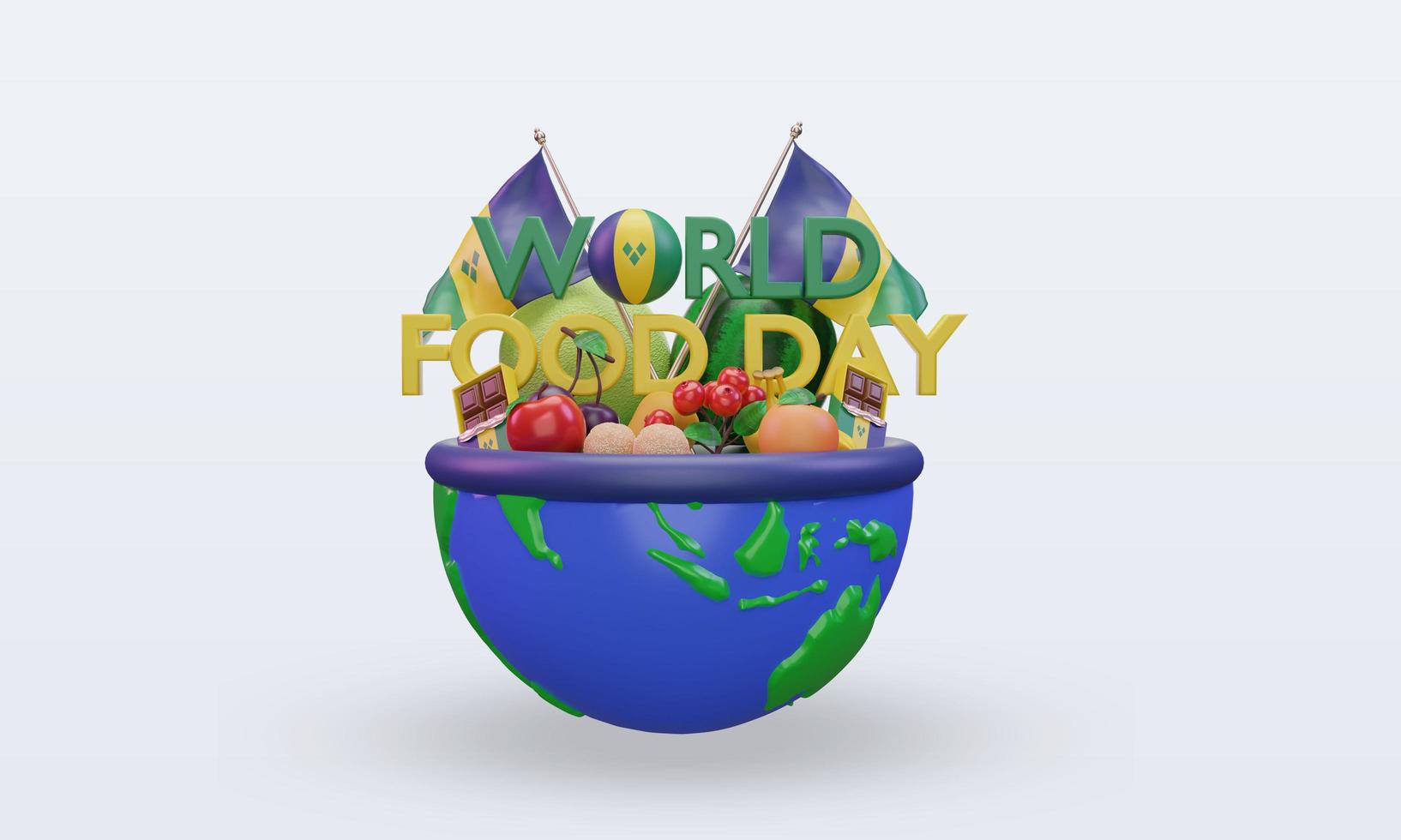 3d World Food Day St Vincent and the Grenadines rendering front view photo