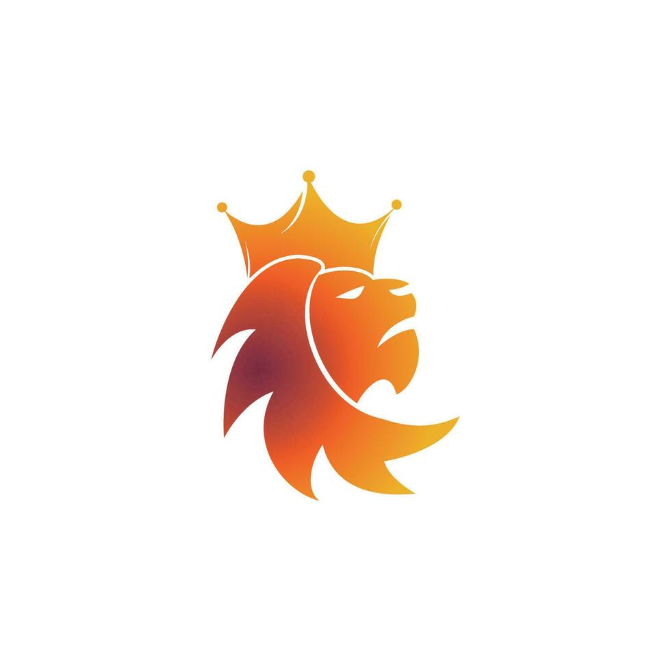 diseño vectorial del logotipo de la cabeza de león. concepto de signo de cabeza de rey león. vector