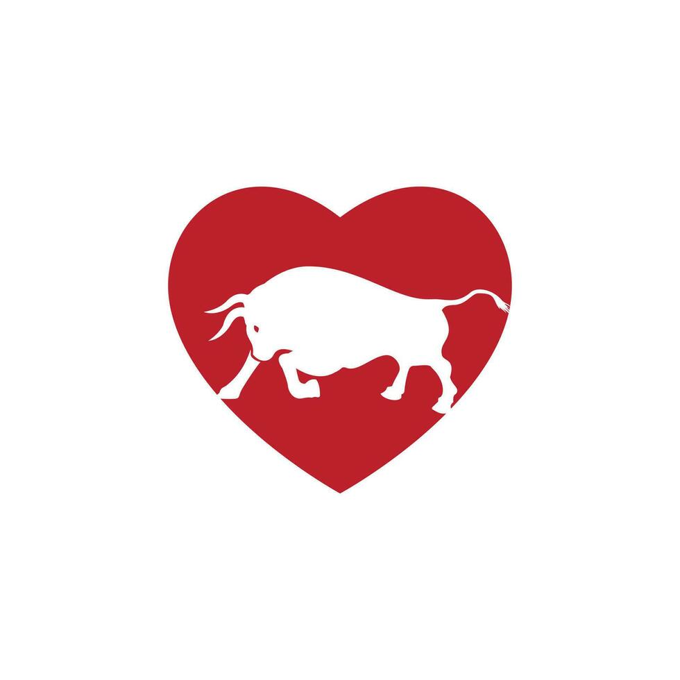Bull heart shape vector logo design.