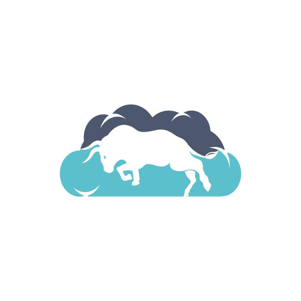 Bull cloud shape vector logo design.