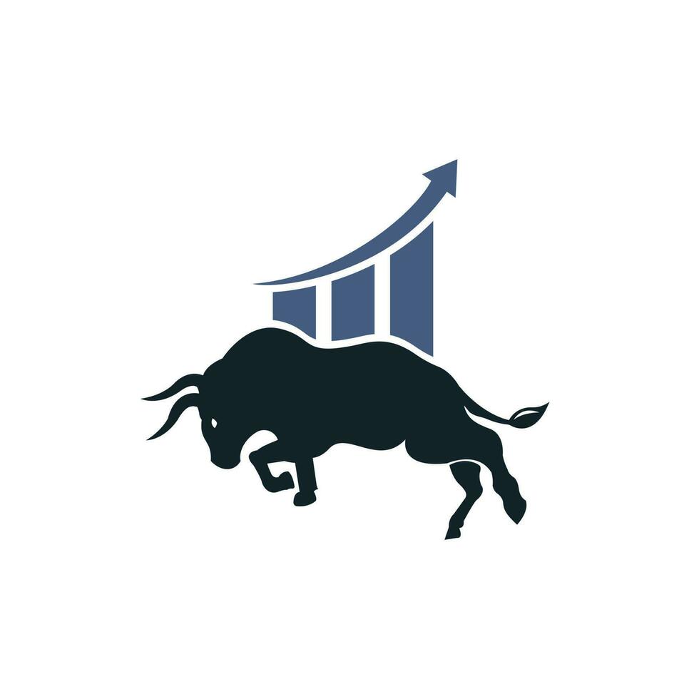 Financial bull logo design. Trade Bull Chart, finance logo. Economy finance chart bar business productivity logo icon. vector