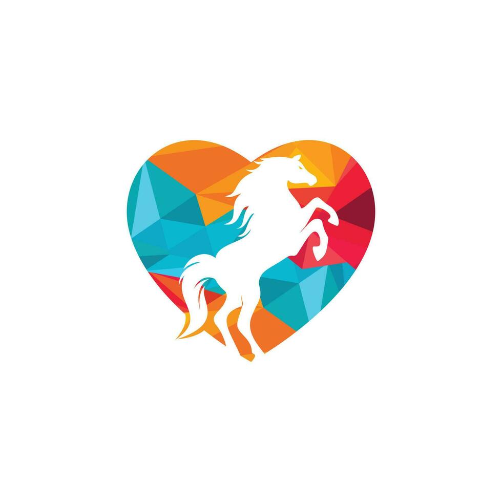 Love horse vector logo design.