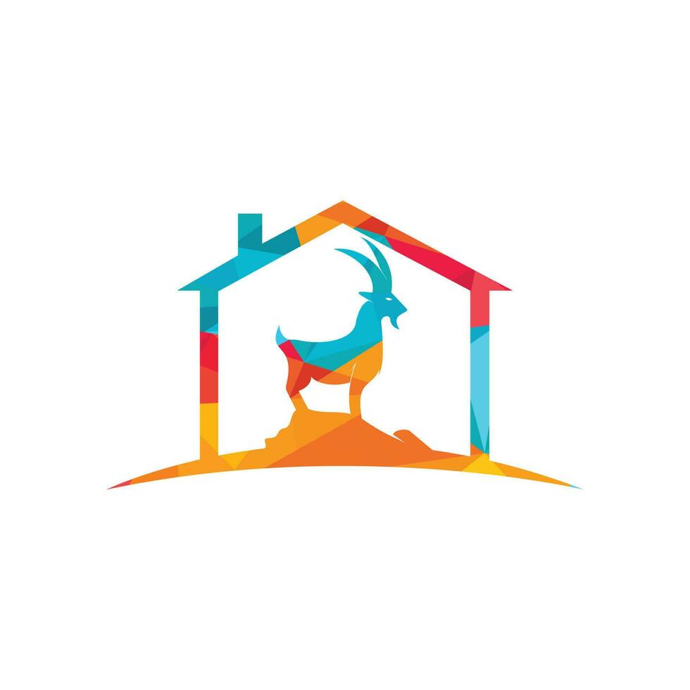 Goat home Logo Template vector design. A beard goat logo concept.