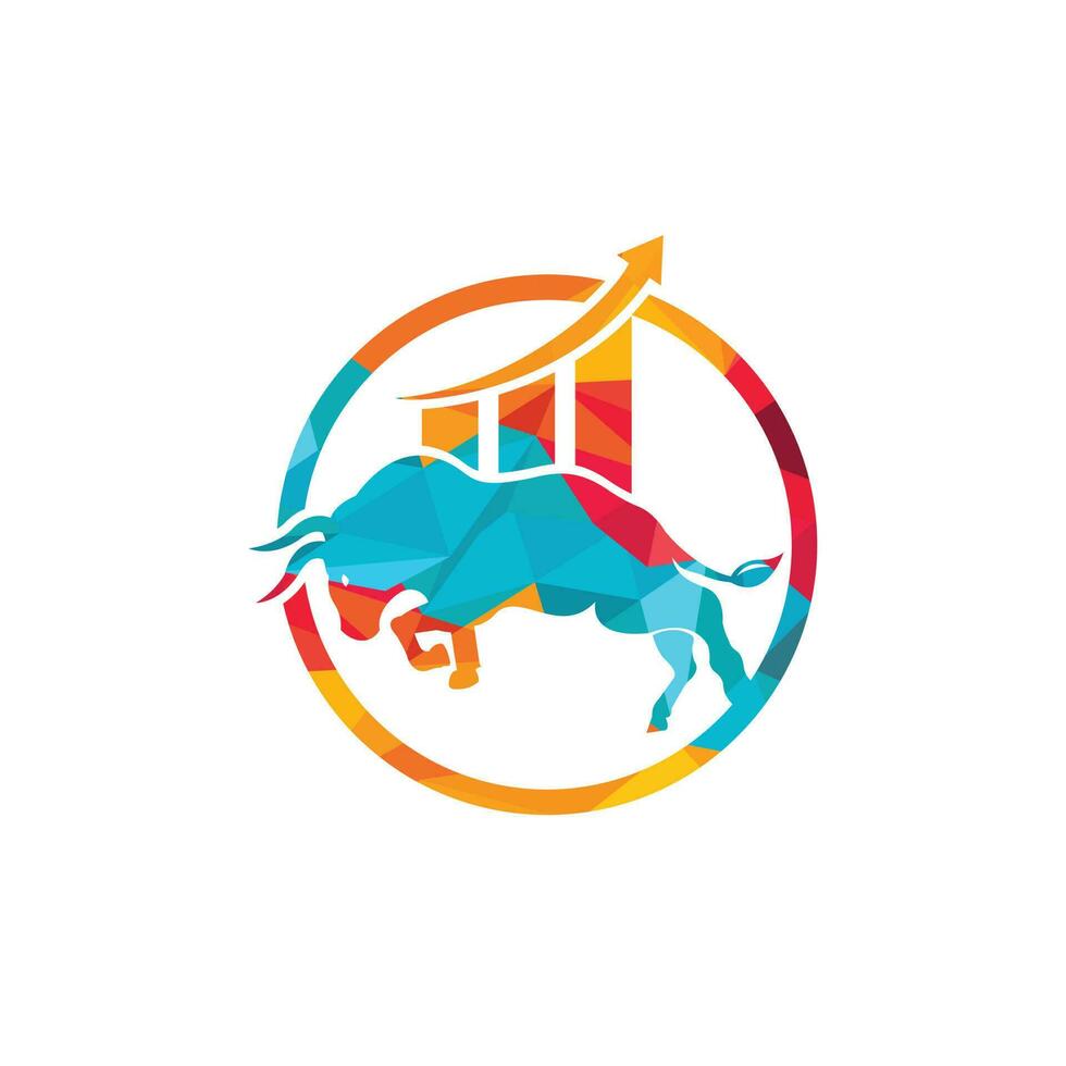 diseño del logo del toro financiero. gráfico de toros comerciales, logotipo de finanzas. icono del logotipo de la productividad empresarial de la barra del gráfico de finanzas económicas. vector