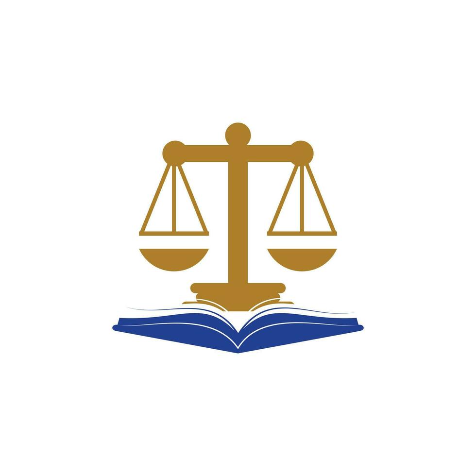 Law education logo design. Vector Libra and open book logo combination.