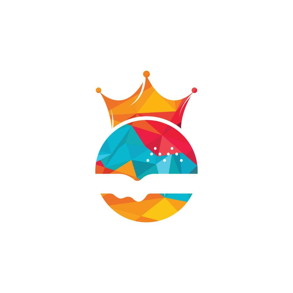 Burger king vector logo design. Burger with crown icon logo concept.