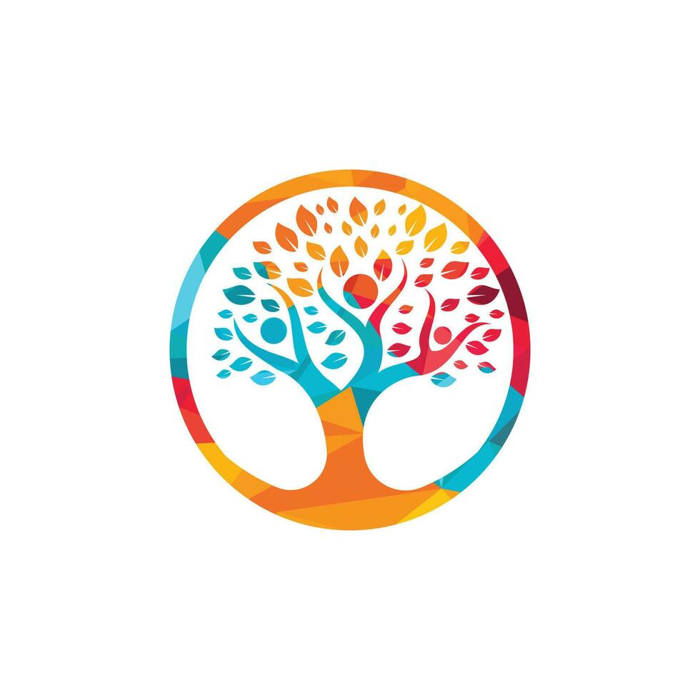 plantilla de diseño de logotipo de concepto de árbol de personas creativas. vector