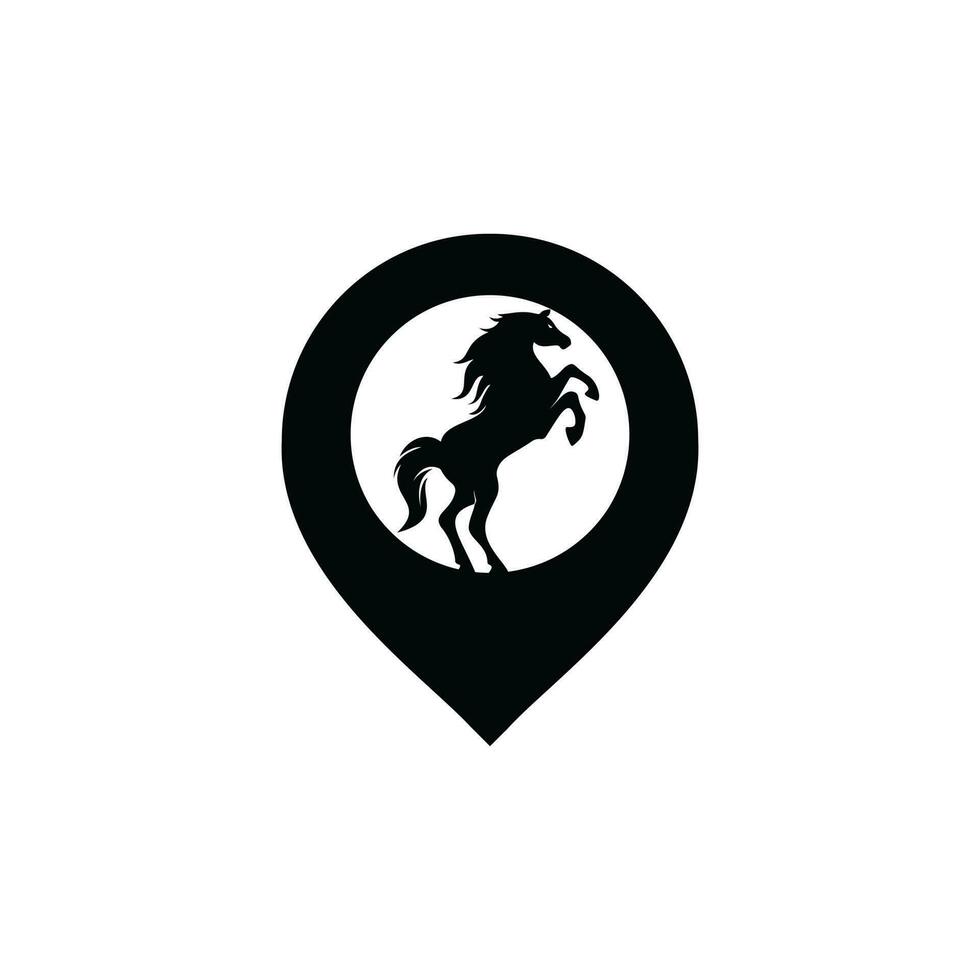 Horse and map pointer logo design. Horse locator logo design. Animal place icon. vector