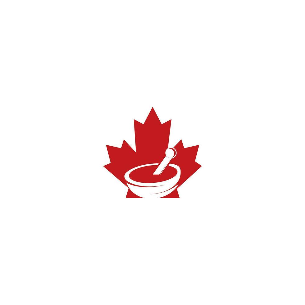 diseño de logotipo de farmacia de hoja de arce. concepto de logotipo de farmacia canadiense. vector