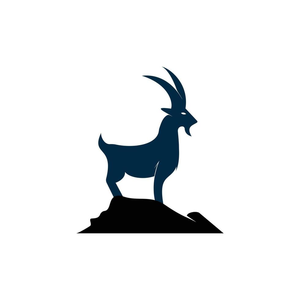 Goat Simple Logo Template Design. Mountain goat vector logo design.