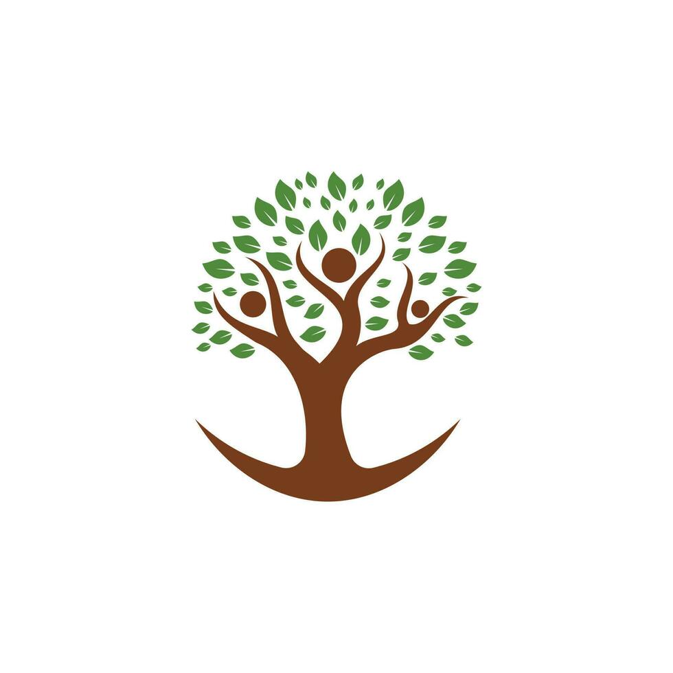 Creative People Tree Concept Logo Design Template. vector