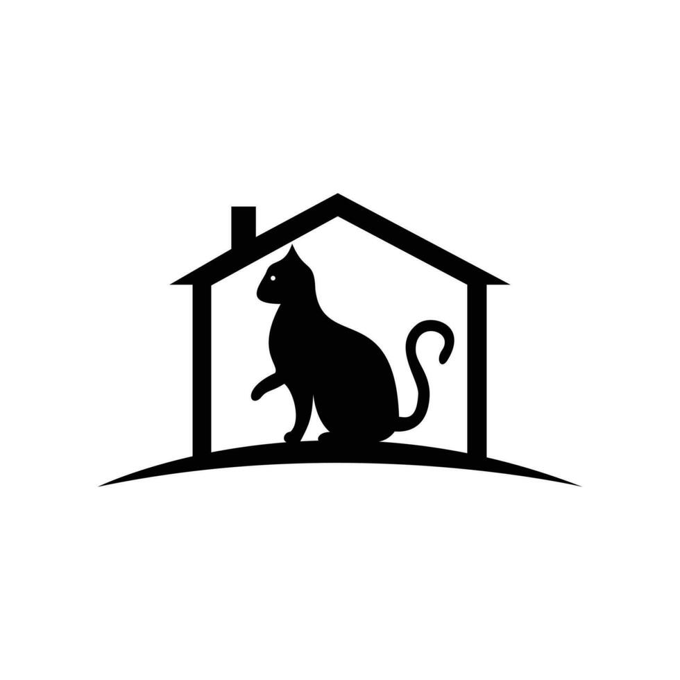 Cat house vector logo design.