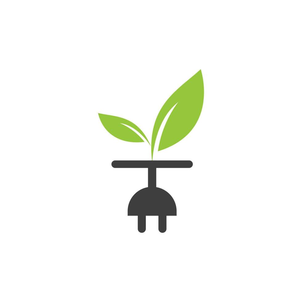 diseño de logotipo vectorial de enchufe ecológico. concepto de logotipo de energía de enchufe de hoja. vector