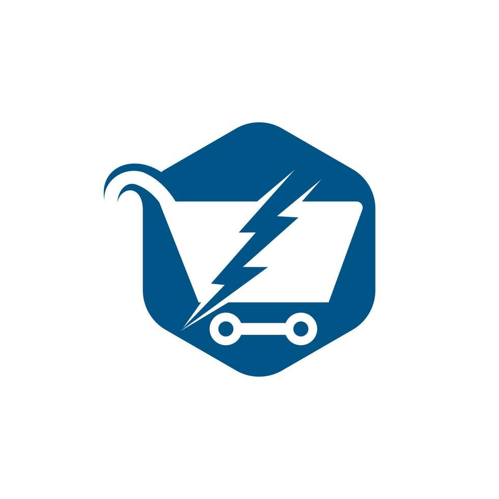 diseño de logotipo vectorial de compras rápidas. carrito de compras con icono de logotipo flash. vector