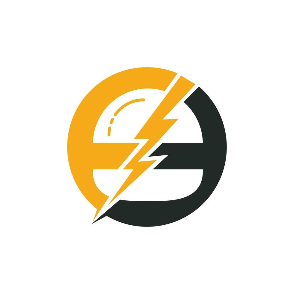 Flash burger vector logo design. Burger and thunderstorm icon logo.