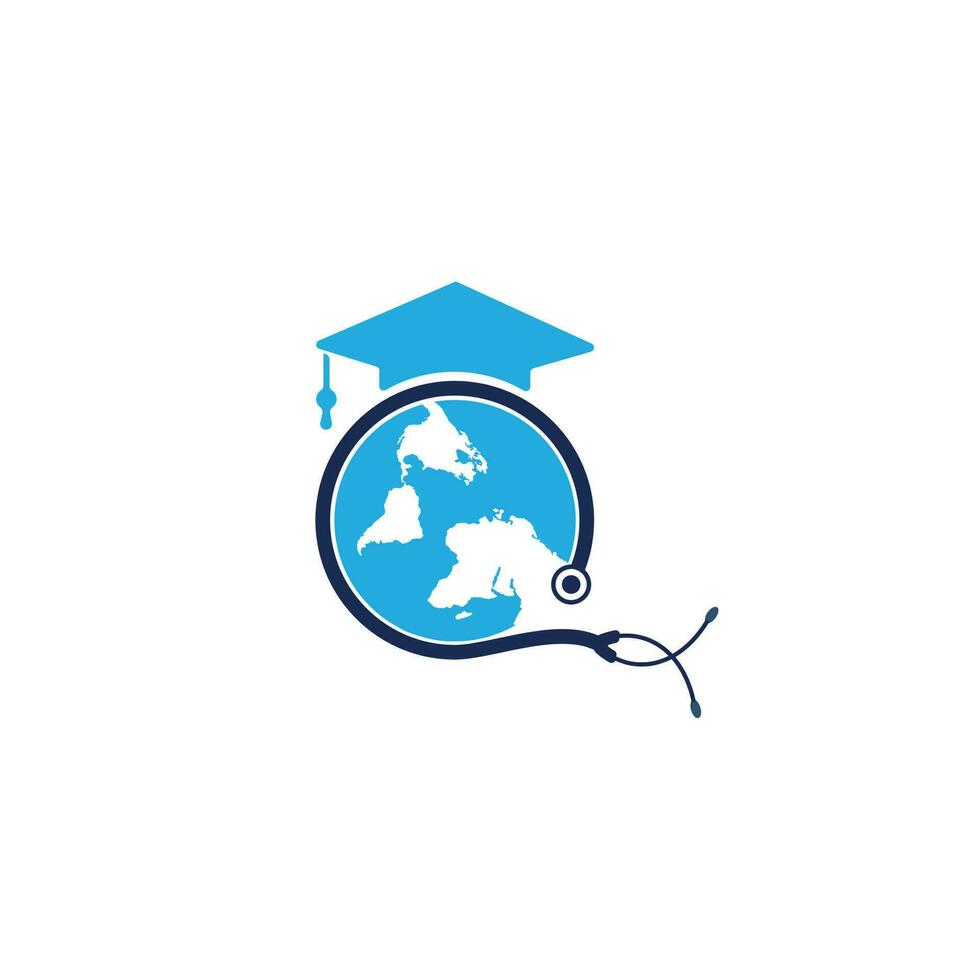 Study abroad vector logo design. Medical study in abroad logo concept.